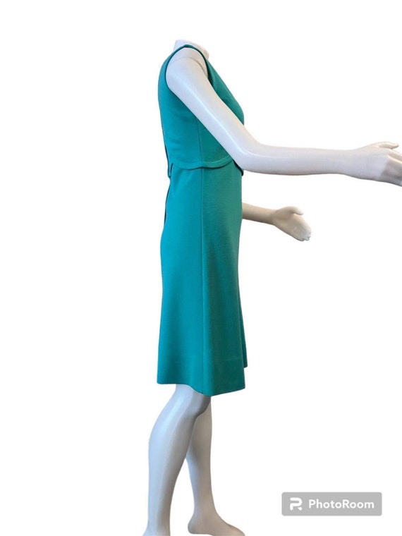 1960s mod mini dress with jacket turquoise sleeve… - image 2