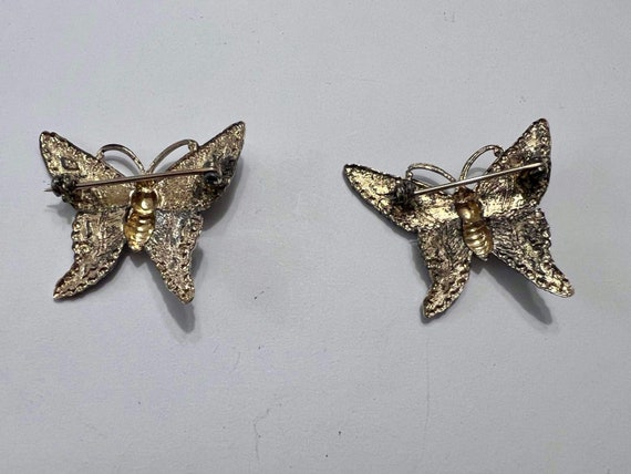 Enamel repousse butterflies brown enamel butterfl… - image 7