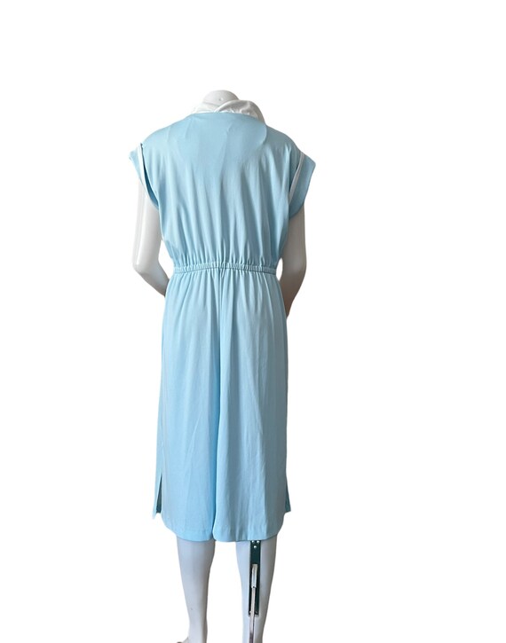 1970s vintage polyester dress 2 tone light blue w… - image 4