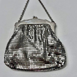 Vintage silver mesh purse small Whiting and Davis purse shiny silver purse collectible purse