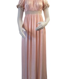 1940s rayon nightgown pink with puff sleeves and lace trim by iris 1940s lingerie vintage nightgown honeymoon