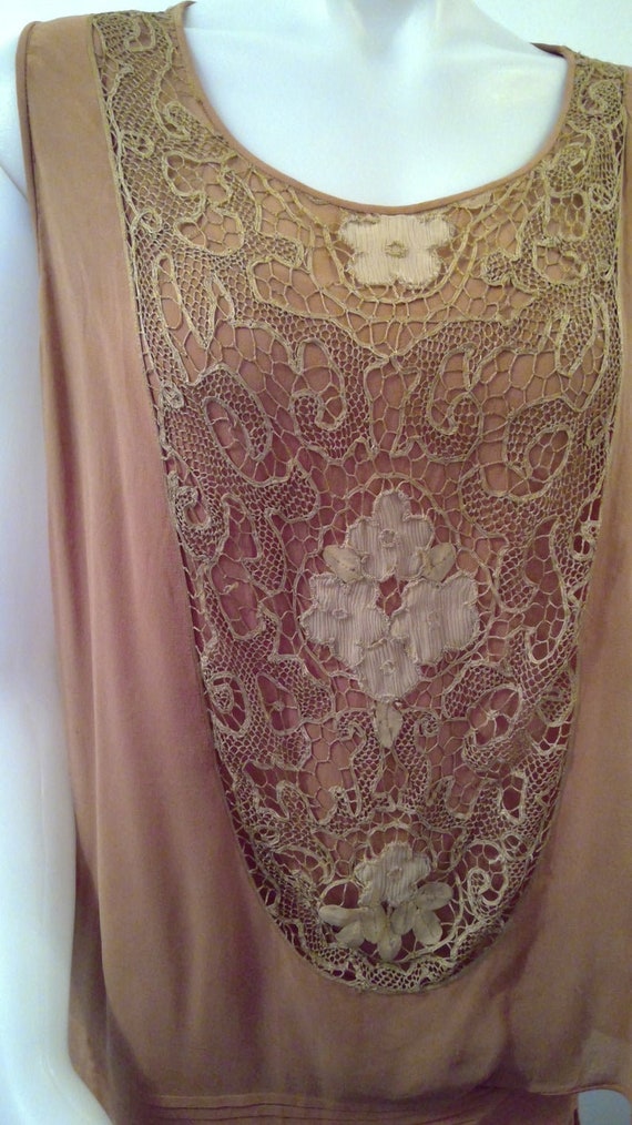 vintage 1920's flapper dress mauve tissue silk dr… - image 6