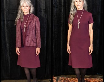 1960s Purple Mod Dress and Blazer Set