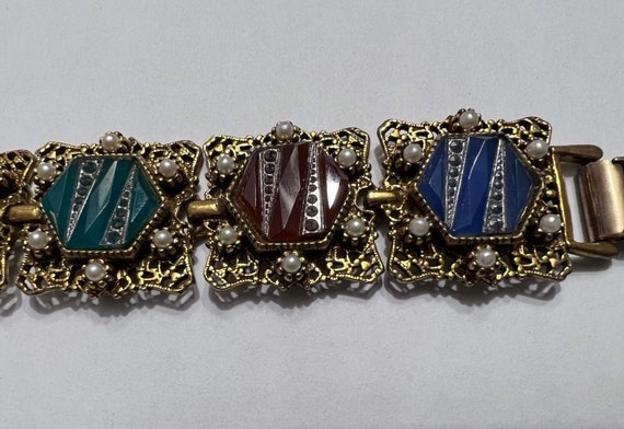 Vintage panel link bracelet Arthur Pepper signed … - image 7
