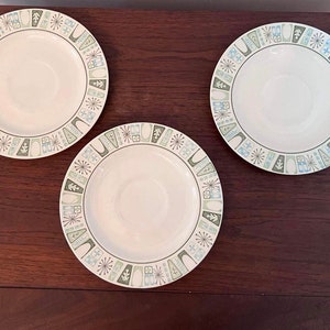 TAYLORSTONE CATHAY saucers 3 Taylor Smith & Taylor dishes mid century atomic style dinnerware 1950s 1960s