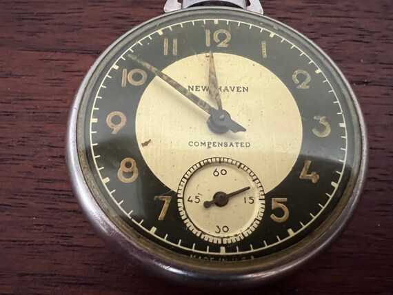 New Haven pocketwatch compensated silver case wor… - image 2