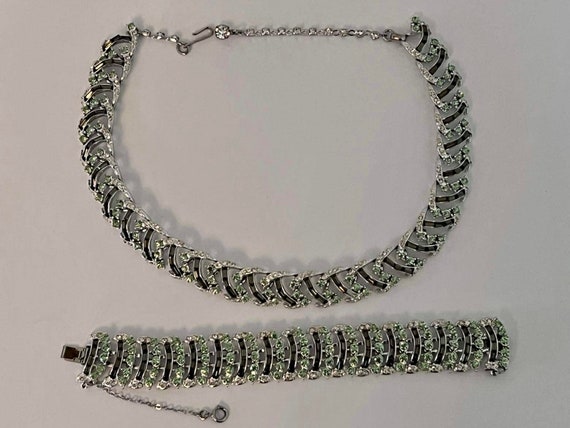 Vintage Coro demi-parure necklace and bracelet si… - image 1