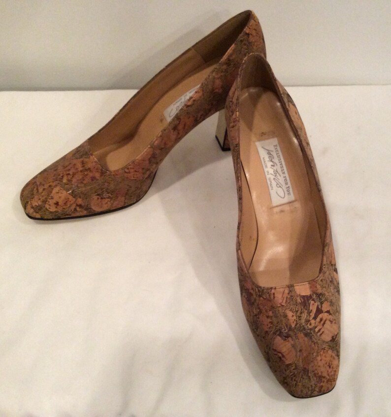 Cork High Heel Pumps Vintage Shoes Made in Spain for Lord & Etsy