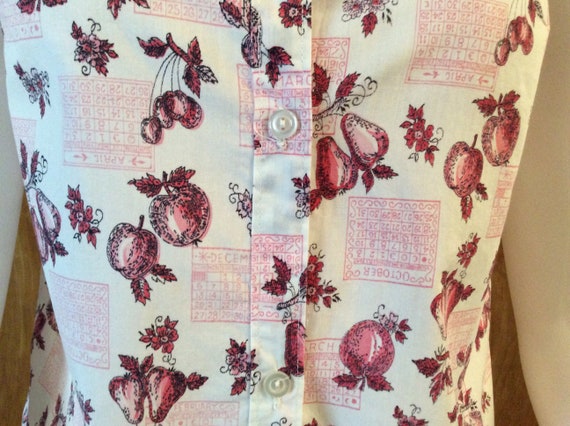 Vintage novelty print blouse Shirtmodes cotton fr… - image 3