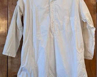 1920s men’s nightshirt by BERTY NIGHTWEAR “is right wear” New England loom muslin white nightshirt with embroidery