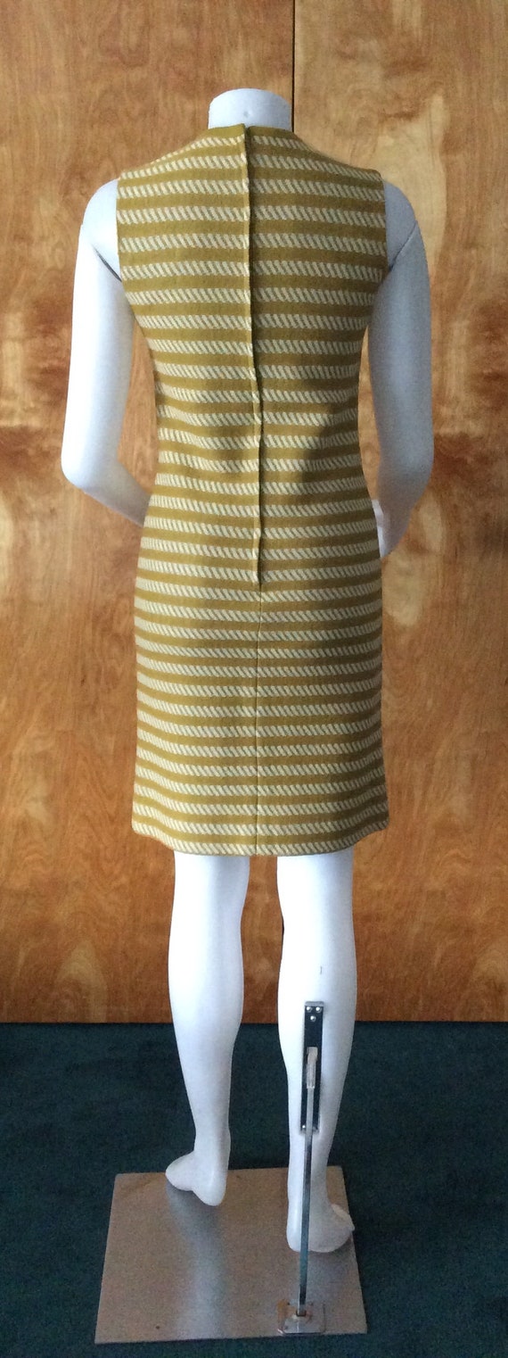 Vintage dress 1960s mod dress mustard chevron str… - image 5