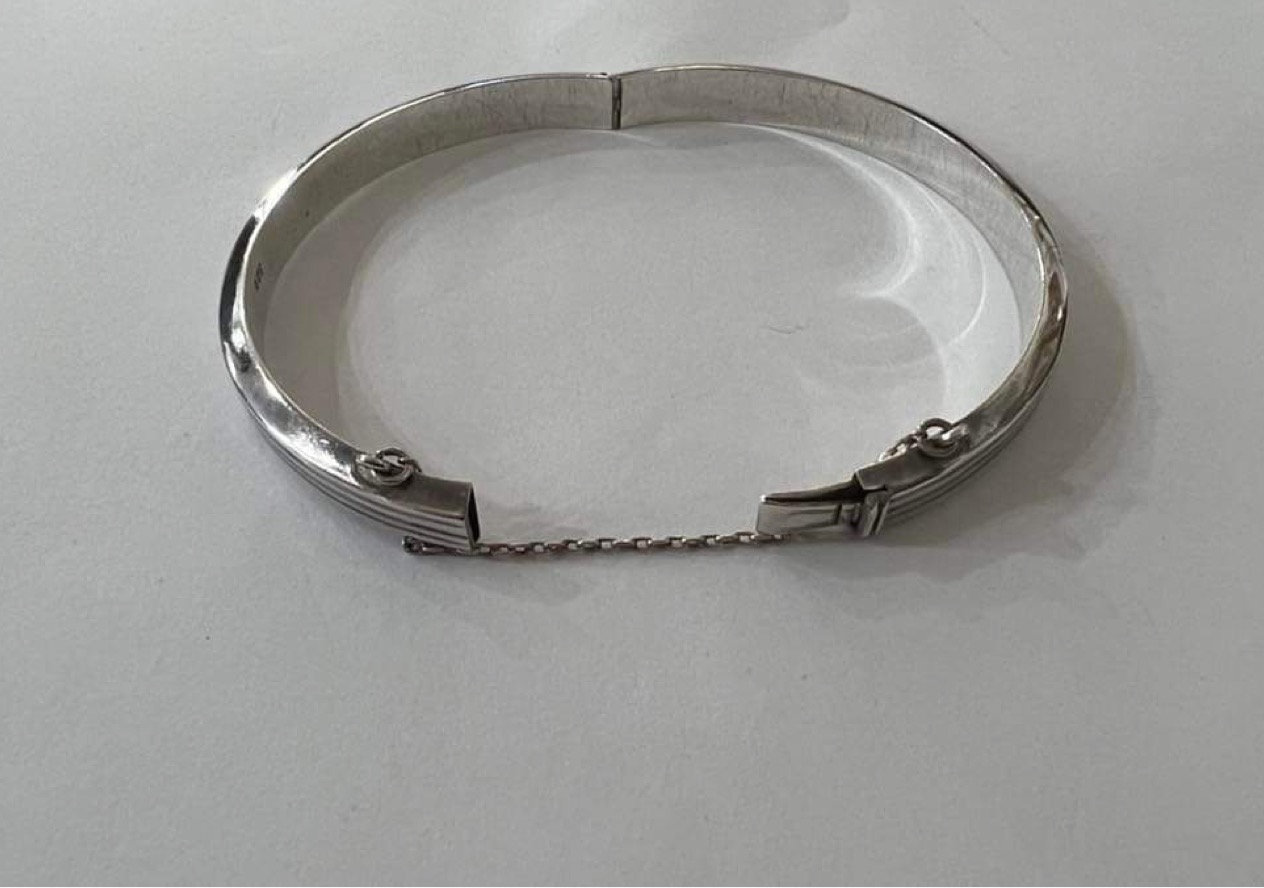 Vintage Silver Hinged Bangle Bracelet 925 Silver Ridged - Etsy
