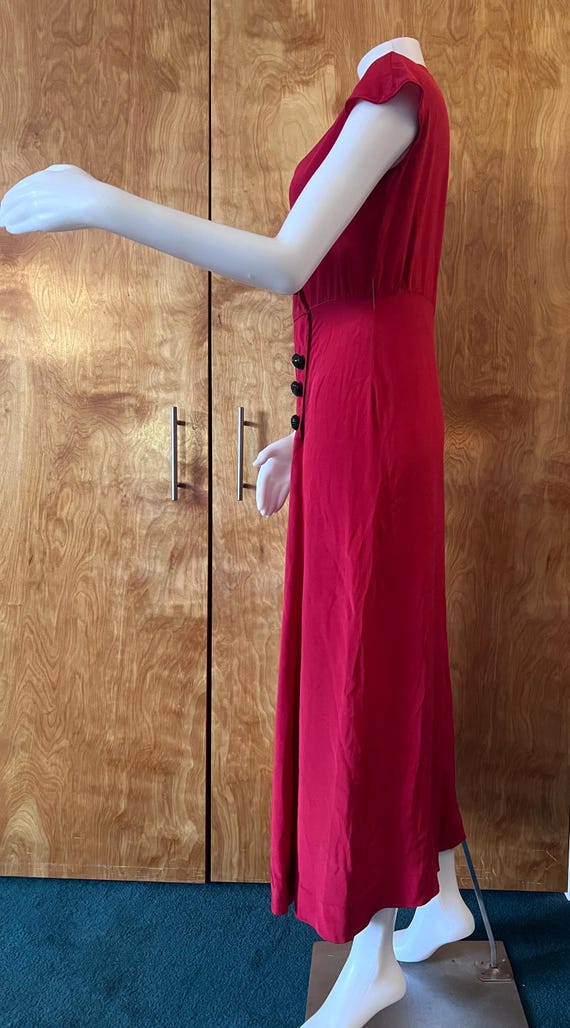 Vintage 1930s beach pajamas jumpsuit red silk - image 2