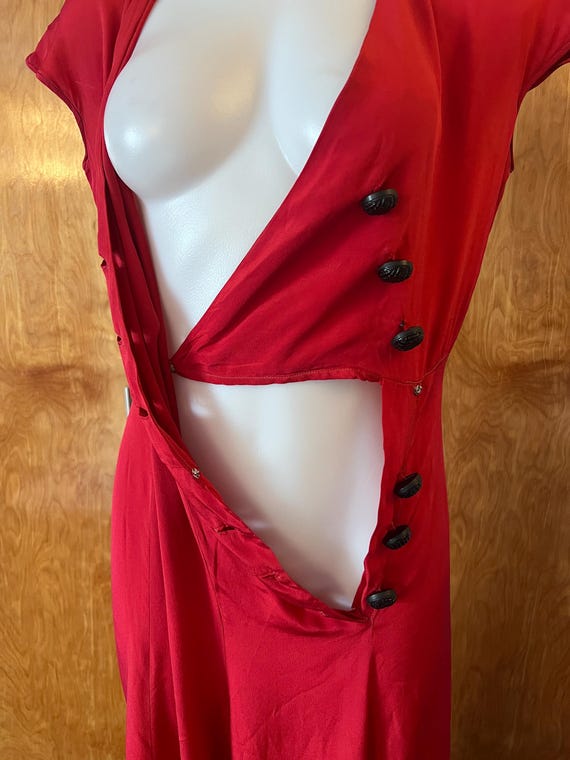 Vintage 1930s beach pajamas jumpsuit red silk - image 13