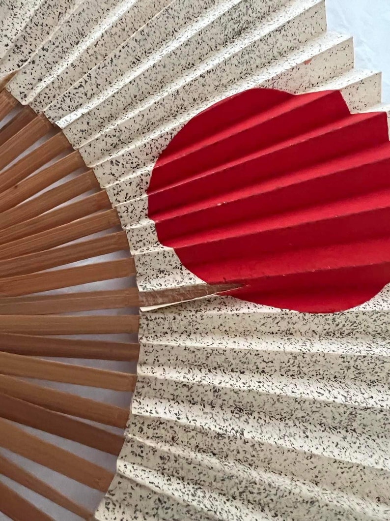 Vintage Hand Held Fans Japan Red Rising Sun 2 Wood Fans Etsy