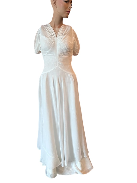 Vintage 1940s wedding gown white gauze NEW YORK CREATION