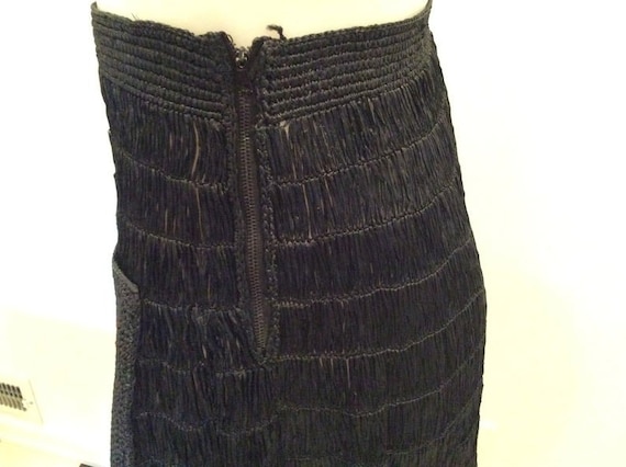 Vintage black raffia skirt floral pockets rare un… - image 7