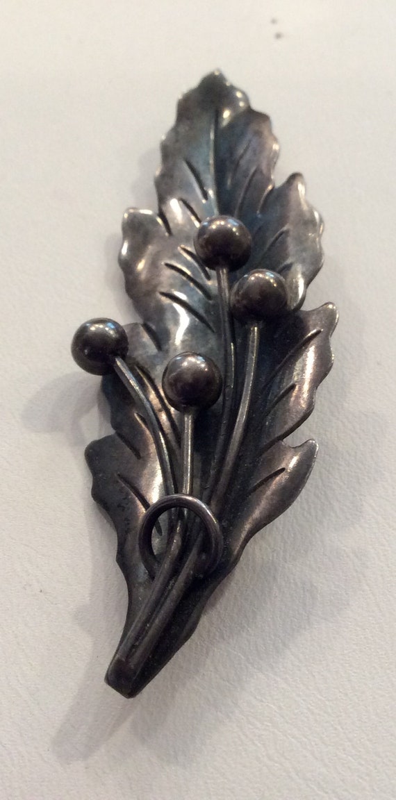 TAXCO sterling silver leaf pin Damaso Gallegos si… - image 7