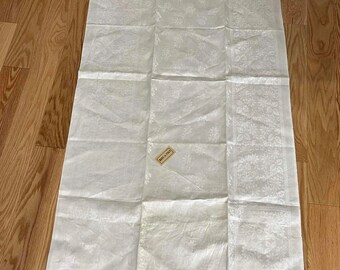 Vintage made in Italy damask table runner show towel with long fringe floral pattern 2 available vintage home decor