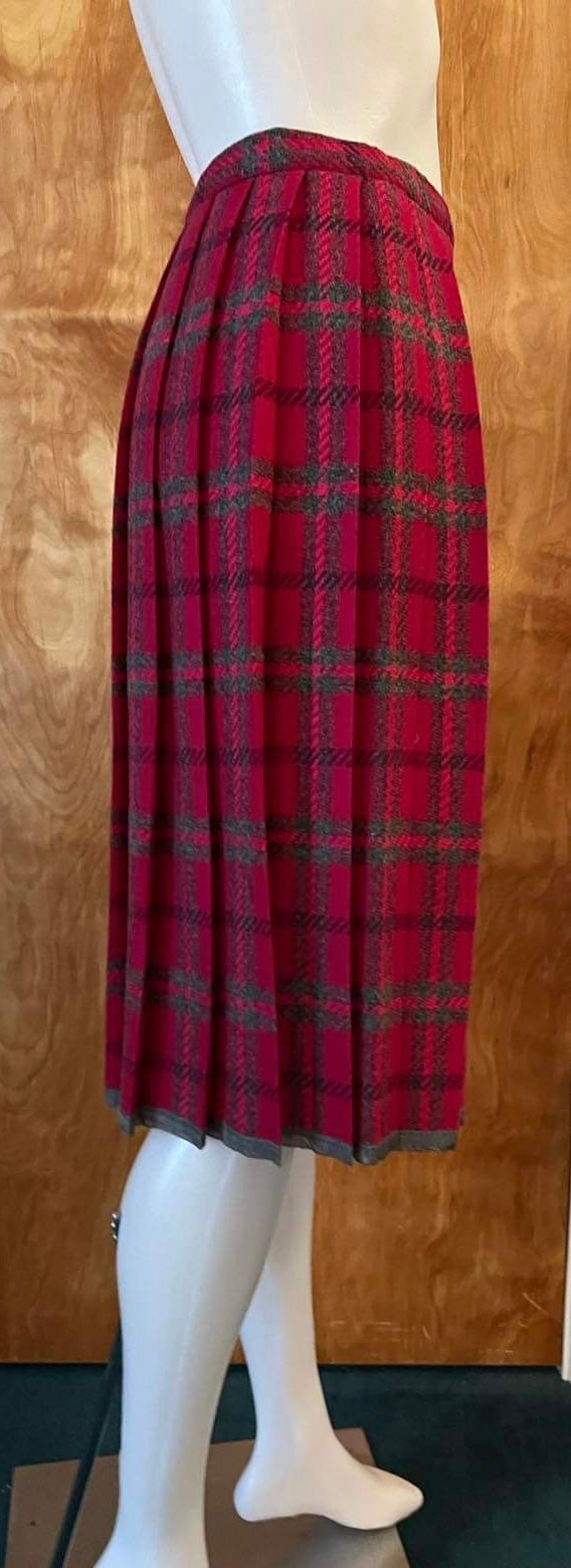 Vintage Pink Plaid Skirt Wool Pleated Skirt 1940s 1950s Skirt Etsy