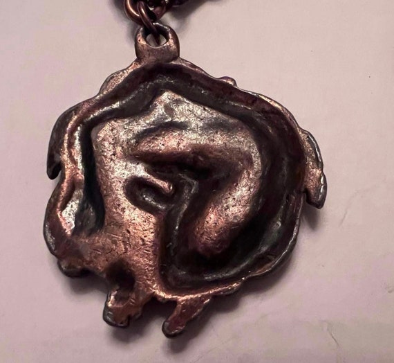 Vintage copper bracelet twisted coil chain dragon… - image 5