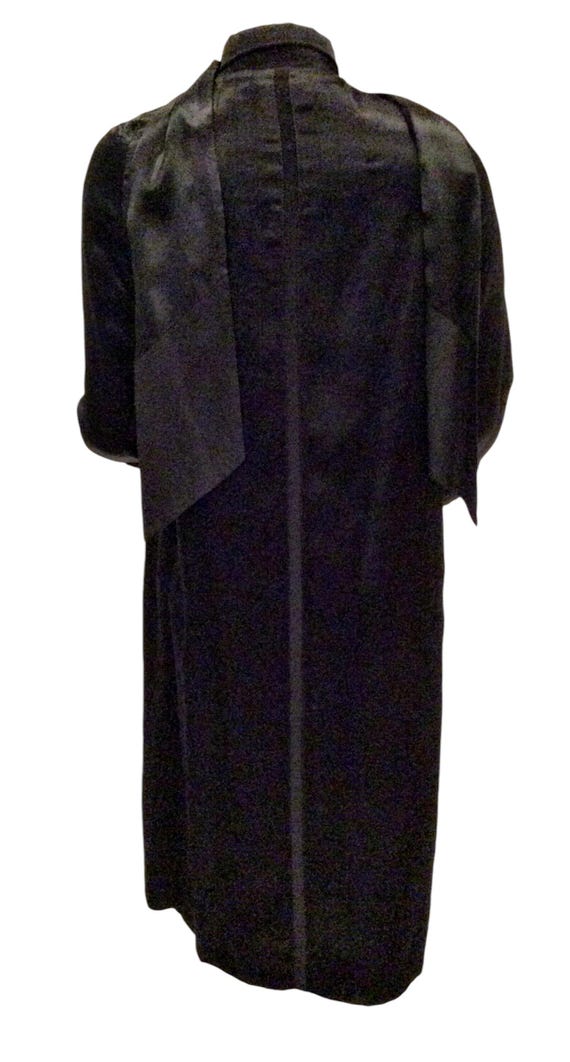 Antique 1920s black opera coat womens tie neck fo… - image 4