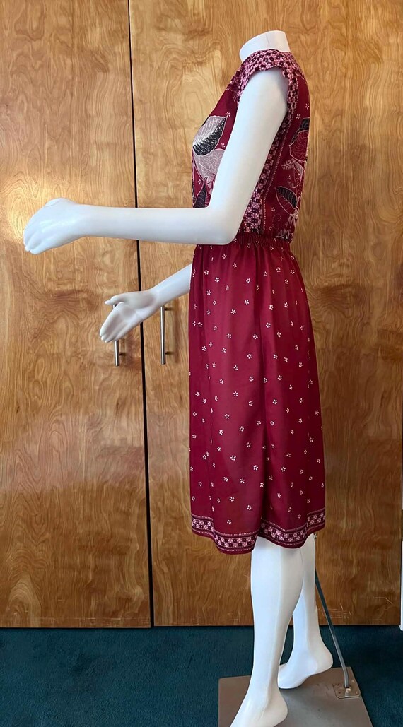 Vintage 1970s dress Melissa Petites burgundy boho print View 3