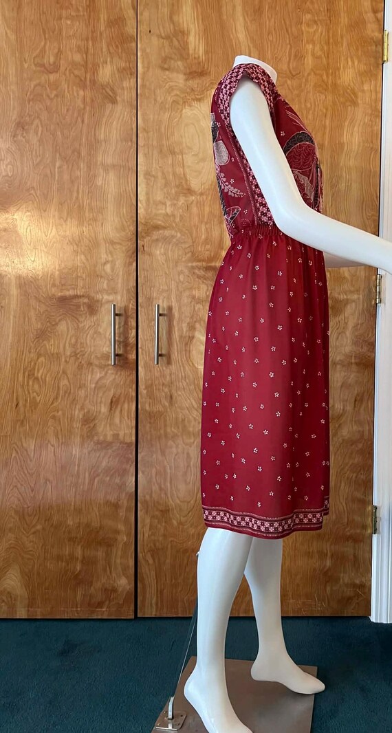 Vintage 1970s dress Melissa Petites burgundy boho print View 4