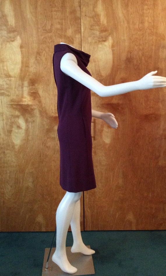1960s mini dress purple sleeveless cowl neck pock… - image 5