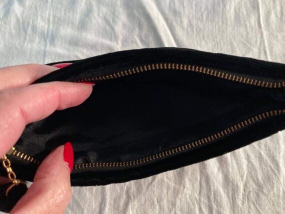 Vintage 1920s black silk velvet  handbag purse an… - image 4