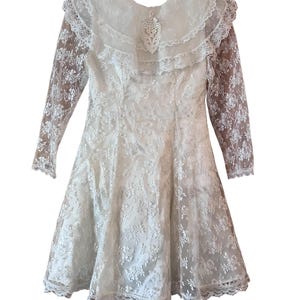 Vintage Jessica McClintock for girls off white lace dress bridesmaid flower girl First Communion size 10 fancy girls dress