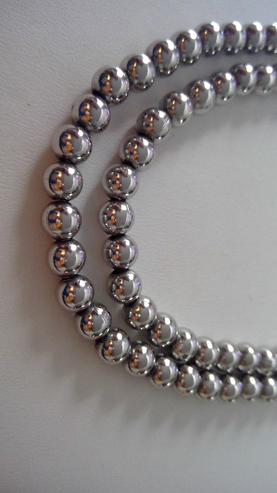 vintage NAPIER silver beaded double strand neckla… - image 4