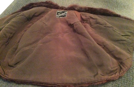 Vintage fur cape dark brown with pockets fur stol… - image 5