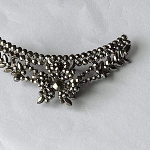 Antique cut steel dress embellishment large floral Georgian Edwardian Victorian 1890s unique cut steel embellishment