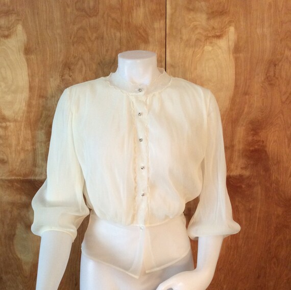 Paulwin blouse vintage sheer blouse rhinestone but