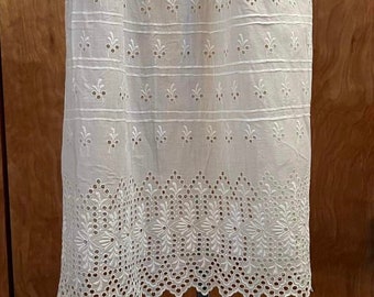 1920s white cotton 1/2 slip embroidered cutouts scalloped hem 1920s lingerie undergarment antique lingerie