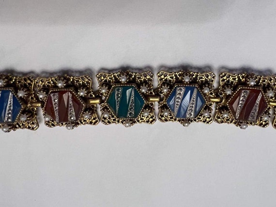Vintage panel link bracelet Arthur Pepper signed … - image 3