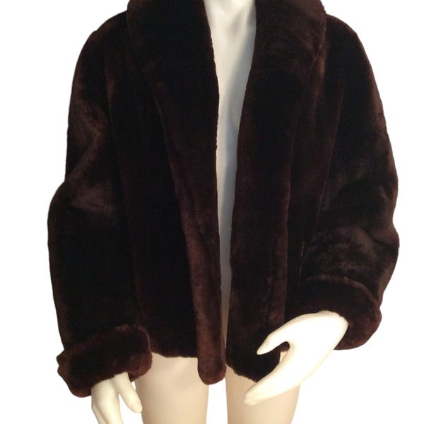 Vintage Hooded Fur Jacket (S)