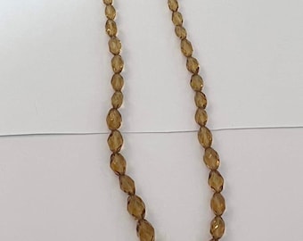 Vintage faceted glass beads necklace Czech Austria honey gold citrine graduated glass beads 1940s gold glass beaded necklace