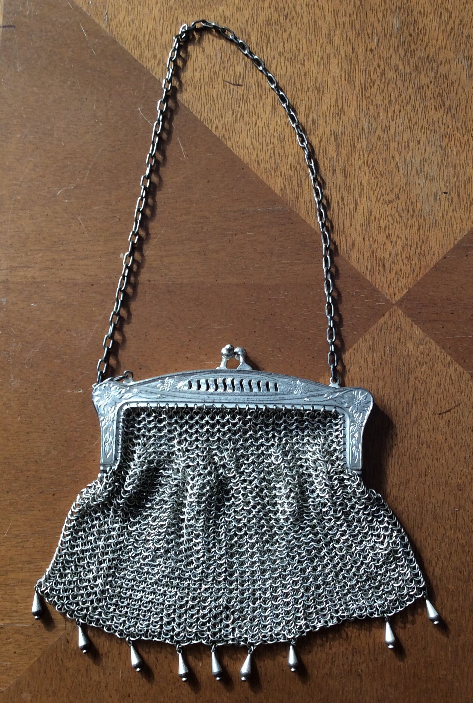 German Silver Chain Mail Purse Antique Silver Mesh Purse Edwardian