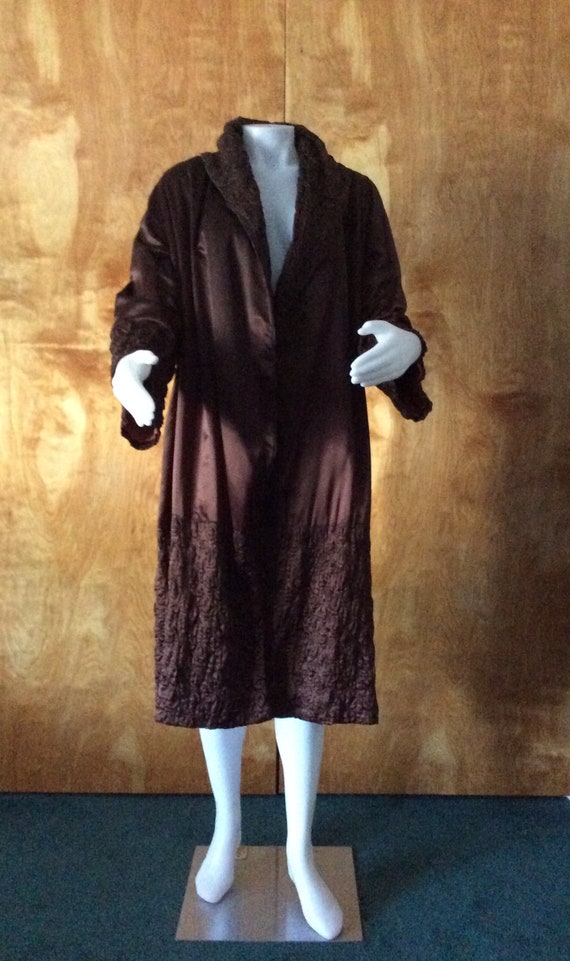 1920’s silk coat with trapunto stitching brown sil