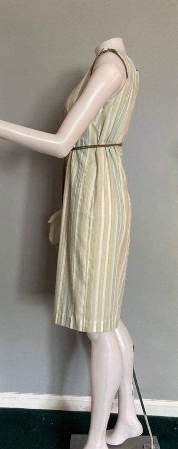 Vintage shift dress 1950s 1960s cotton pastel str… - image 4