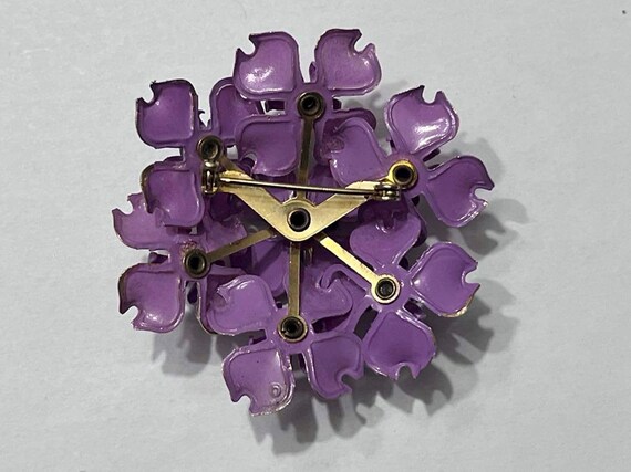 Vintage brooch and earrings set purple enamel on … - image 4