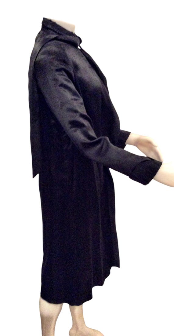 Antique 1920s black opera coat womens tie neck fo… - image 5