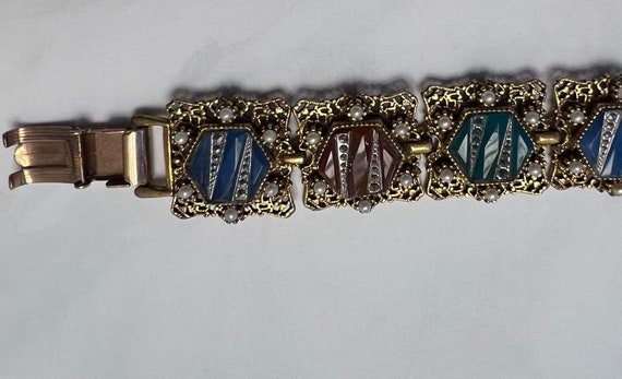 Vintage panel link bracelet Arthur Pepper signed … - image 5