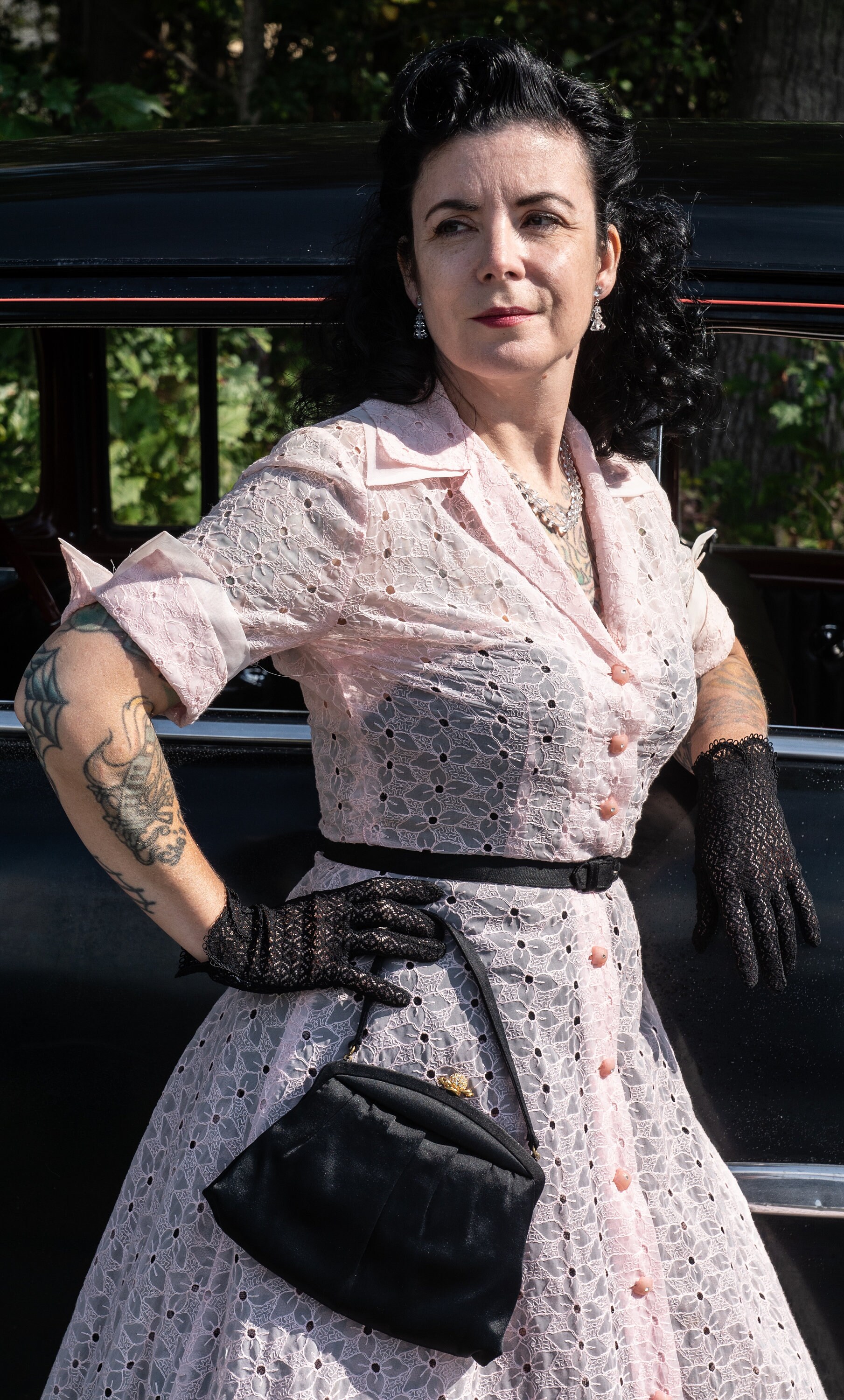 fancy dress long black gloves