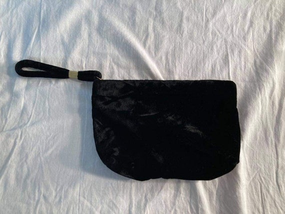 Vintage 1920s black silk velvet  handbag purse an… - image 1