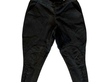 Antique men’s riding pants hunting pants heavy wool gray lace tie ankles hidden button fly