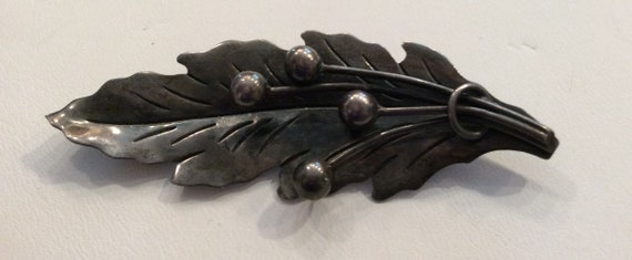 TAXCO sterling silver leaf pin Damaso Gallegos si… - image 4