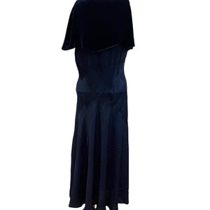 1930s Dark Blue Dress With Attached Silk Velvet Cape and - Etsy